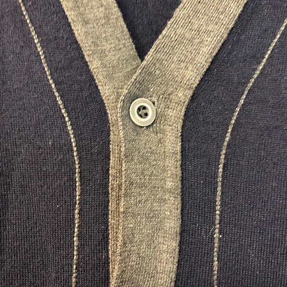 Navy In Eu Gray Trim Wool Blend Knit Men's Sweater - Picture 2 of 5